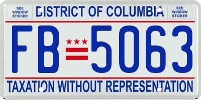 DC license plate FB5063