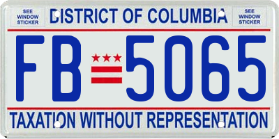 DC license plate FB5065