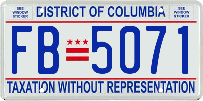 DC license plate FB5071