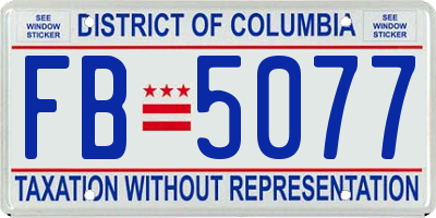 DC license plate FB5077