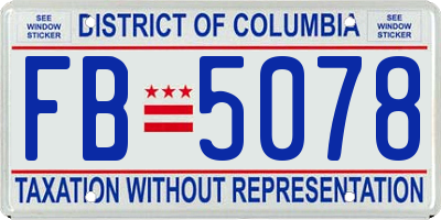 DC license plate FB5078