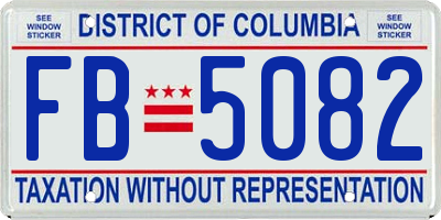 DC license plate FB5082