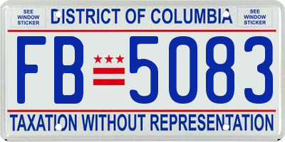 DC license plate FB5083