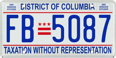 DC license plate FB5087