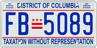 DC license plate FB5089