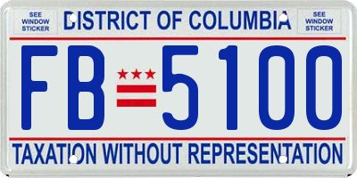 DC license plate FB5100