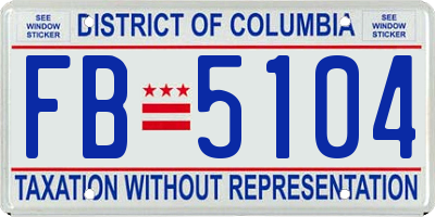 DC license plate FB5104