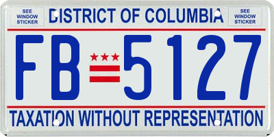 DC license plate FB5127