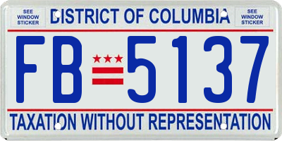 DC license plate FB5137