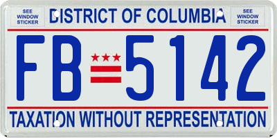 DC license plate FB5142