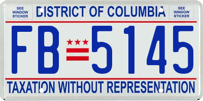 DC license plate FB5145