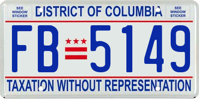 DC license plate FB5149