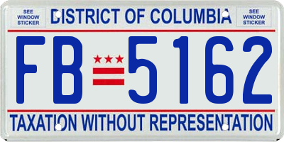 DC license plate FB5162