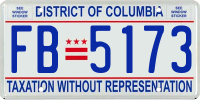 DC license plate FB5173