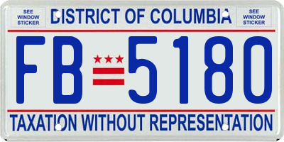 DC license plate FB5180