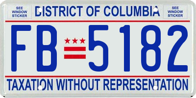 DC license plate FB5182