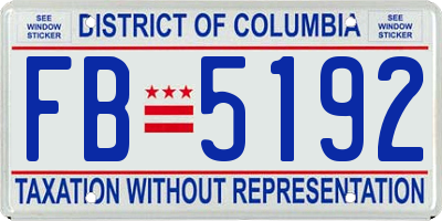 DC license plate FB5192