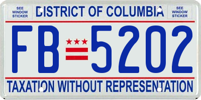 DC license plate FB5202