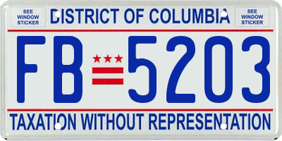 DC license plate FB5203