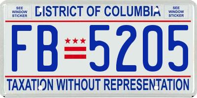 DC license plate FB5205