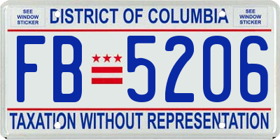 DC license plate FB5206