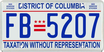 DC license plate FB5207