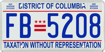 DC license plate FB5208