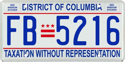 DC license plate FB5216