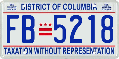 DC license plate FB5218