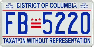 DC license plate FB5220