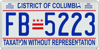 DC license plate FB5223