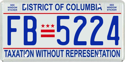 DC license plate FB5224