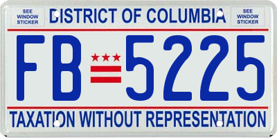 DC license plate FB5225