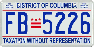 DC license plate FB5226