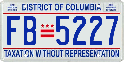 DC license plate FB5227