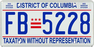 DC license plate FB5228