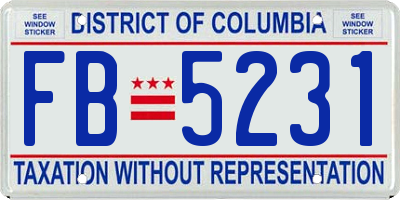 DC license plate FB5231