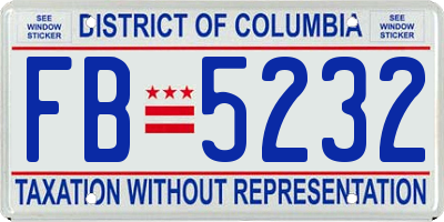 DC license plate FB5232