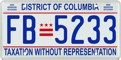 DC license plate FB5233