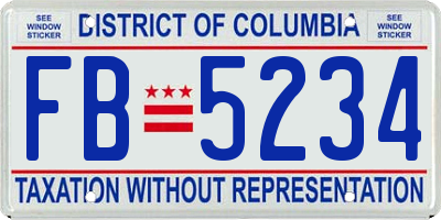 DC license plate FB5234