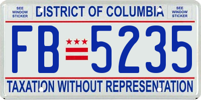 DC license plate FB5235