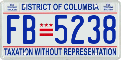 DC license plate FB5238