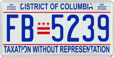 DC license plate FB5239