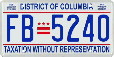 DC license plate FB5240