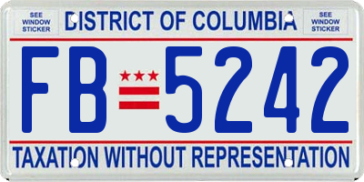 DC license plate FB5242