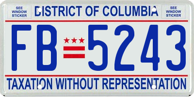 DC license plate FB5243