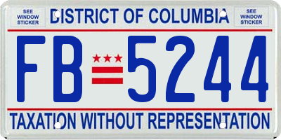 DC license plate FB5244