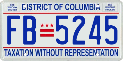 DC license plate FB5245