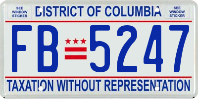 DC license plate FB5247