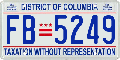 DC license plate FB5249